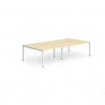 Evolve Plus 1400mm B2B 4 Person Office Bench Desk Maple Top White Frame BE234