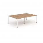 Evolve Plus 1400mm B2B 4 Person Office Bench Desk Oak Top White Frame BE235