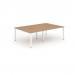 B2B White Frame Bench Desk 1400 Oak (4 Pod) BE235