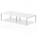 The Dynamic Bench Desking Evolve Plus is a sleek and modern 1600mm B2B 4-person office bench desk. It features a white top and silver frame for a clean and professional look. Perfect for enhancing productivity and collaboration in any office space.