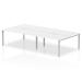 B2B Silver Frame Bench Desk 1600 White (4 Pod) BE246