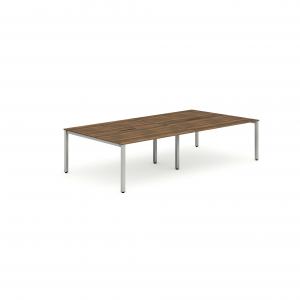 Evolve Plus 1200mm B2B 4 Person Office Bench Desk Walnut Top Silver