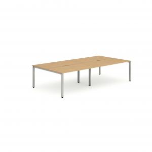 Evolve Plus 1200mm B2B 4 Person Office Bench Desk Beech Top Silver