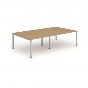 Evolve Plus 1200mm B2B 4 Person Office Bench Desk Oak Top Silver Frame