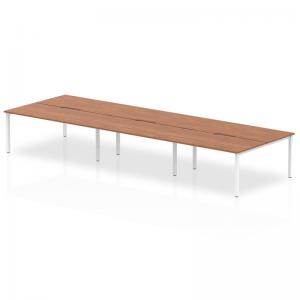 Evolve Plus 1600mm B2B 6 Person Office Bench Desk Walnut Top White