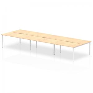 Evolve Plus 1600mm B2B 6 Person Office Bench Desk Maple Top White