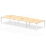 Evolve Plus 1600mm B2B 6 Person Office Bench Desk Maple Top White Frame BE269