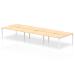 B2B White Frame Bench Desk 1600 Maple (6 Pod) BE269