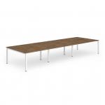 Evolve Plus 1400mm B2B 6 Person Office Bench Desk Walnut Top White Frame BE272