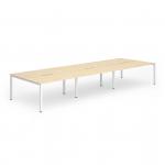 Evolve Plus 1400mm B2B 6 Person Office Bench Desk Maple Top White Frame BE274
