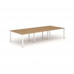 Evolve Plus 1400mm B2B 6 Person Office Bench Desk Oak Top White Frame BE275