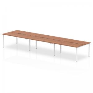 Evolve Plus 1200mm B2B 6 Person Office Bench Desk Walnut Top White