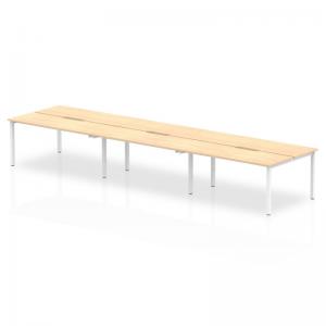 Evolve Plus 1200mm B2B 6 Person Office Bench Desk Maple Top White
