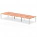 The Dynamic Bench Desking Evolve Plus is a modern and functional 1600mm B2B office desk that can accommodate up to 6 people. It features a sleek beech top and a sturdy silver frame, creating a stylish and professional workspace.