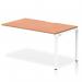 A sleek and modern office space comes to mind when looking at this picture of the Dynamic Bench Desking Evolve Plus. The 1400mm single row desk, with a beech top and white frame, is spacious and perfect for collaborative work. Its stylish design adds a touch of elegance to any workspace.