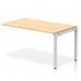 A modern, sleek office desk with a 1400mm maple top and silver frame, designed for use in single row configurations. Perfect for promoting a dynamic, collaborative work environment.