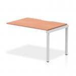 A sleek and modern office workstation that promotes collaboration and flexibility. The 1200mm single row bench desk features a beech top and silver frame, creating a professional and functional space for any team.