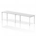 A modern and spacious 1600mm single row, 2-person office bench desk with a white top and white frame. Designed for dynamic work environments, this desk promotes collaboration and productivity. Its clean and sleek design adds a touch of elegance to any office space.