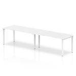 Single White Frame Bench Desk 1600 White (2 Pod) BE346