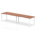 Evolve Plus 1600mm Single Row 2 Person Office Bench Desk Walnut Top White Frame BE347