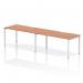 The Dynamic Bench Desking Evolve Plus 1600mm Single Row 2 Person Office Bench Desk features a sleek beech top and a modern white frame. With seating for two, this desk is perfect for collaboration and maximizing workspace. Its versatile design allows for easy customization and a dynamic work environment.