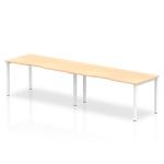 Evolve Plus 1600mm Single Row 2 Person Office Bench Desk Maple Top White Frame BE349