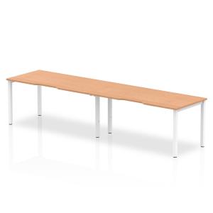 Evolve Plus 1600mm Single Row 2 Person Office Bench Desk Oak Top White