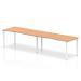 Single White Frame Bench Desk 1600 Oak (2 Pod) BE350