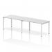 This picture captures a sleek and modern office bench desk with a minimalist design. The white top contrasts beautifully with the white frame, creating a clean and professional look. The spacious 1400mm length and 2 person capacity offer ample workspace for productivity.