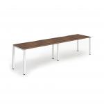 Evolve Plus 1400mm Single Row 2 Person Office Bench Desk Walnut Top White Frame BE352