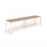 Evolve Plus 1400mm Single Row 2 Person Office Bench Desk Beech Top White Frame BE353