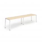 Evolve Plus 1400mm Single Row 2 Person Office Bench Desk Maple Top White Frame BE354