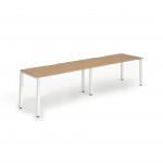 Evolve Plus 1400mm Single Row 2 Person Office Bench Desk Oak Top White Frame BE355