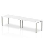 Evolve Plus 1600mm Single Row 2 Person Office Bench Desk White Top Silver Frame BE366