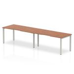 Evolve Plus 1600mm Single Row 2 Person Office Bench Desk Walnut Top Silver Frame BE367