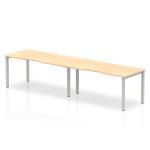 Evolve Plus 1600mm Single Row 2 Person Office Bench Desk Maple Top Silver Frame BE369
