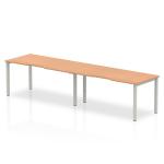 Evolve Plus 1600mm Single Row 2 Person Office Bench Desk Oak Top Silver Frame BE370