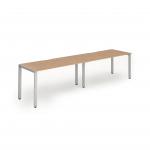 Evolve Plus 1400mm Single Row 2 Person Office Bench Desk Beech Top Silver Frame BE373