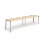 Evolve Plus 1400mm Single Row 2 Person Office Bench Desk Maple Top Silver Frame BE374
