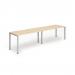 Single Silver Frame Bench Desk 1400 Maple (2 Pod) BE374