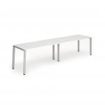 Single Silver Frame Bench Desk 1200 White (2 Pod) BE376