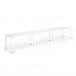Single White Frame Bench Desk 1600 White (3 Pod) BE386