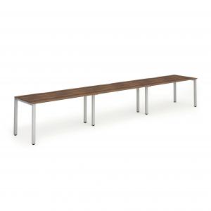 Evolve Plus 1600mm Single Row 3 Person Office Bench Desk Walnut Top