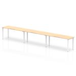 Evolve Plus 1600mm Single Row 3 Person Office Bench Desk Maple Top White Frame BE389