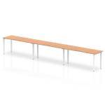 Evolve Plus 1600mm Single Row 3 Person Office Bench Desk Oak Top White Frame BE390