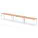Single White Frame Bench Desk 1600 Oak (3 Pod) BE390