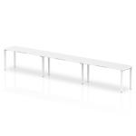 Single White Frame Bench Desk 1400 White (3 Pod) BE391