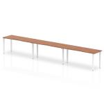 Evolve Plus 1400mm Single Row 3 Person Office Bench Desk Walnut Top White Frame BE392