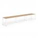 Single White Frame Bench Desk 1400 Beech (3 Pod) BE393