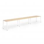 Evolve Plus 1400mm Single Row 3 Person Office Bench Desk Maple Top White Frame BE394